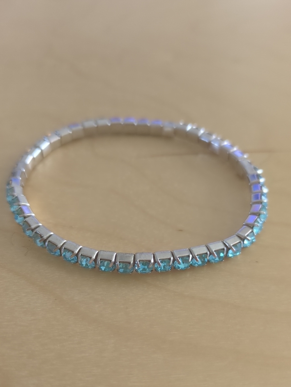 Aquamarine Colored Crystal Stretchband Bracelet - Women Jewelry